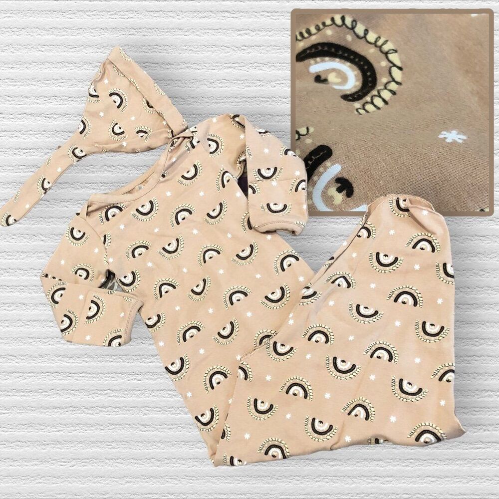 Miracle Baby 0-6 Neutral Rainbow Tie Knot Gown & Cap